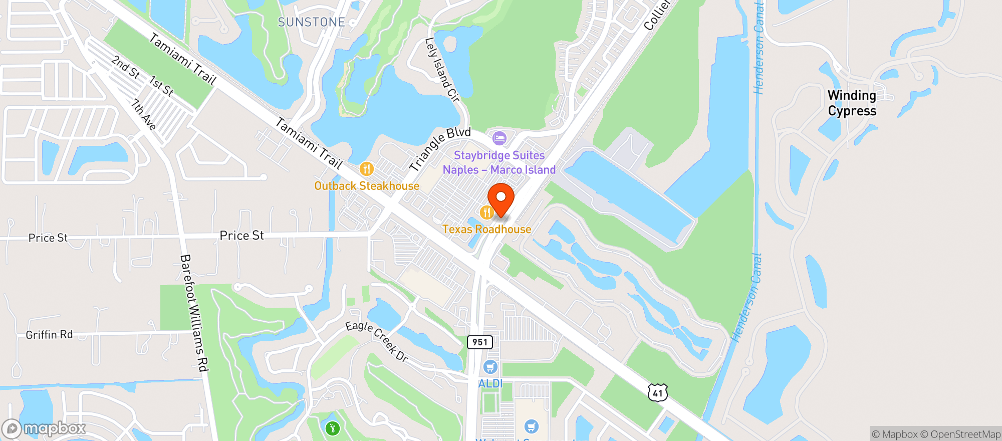 Map showing Texas Roadhouse