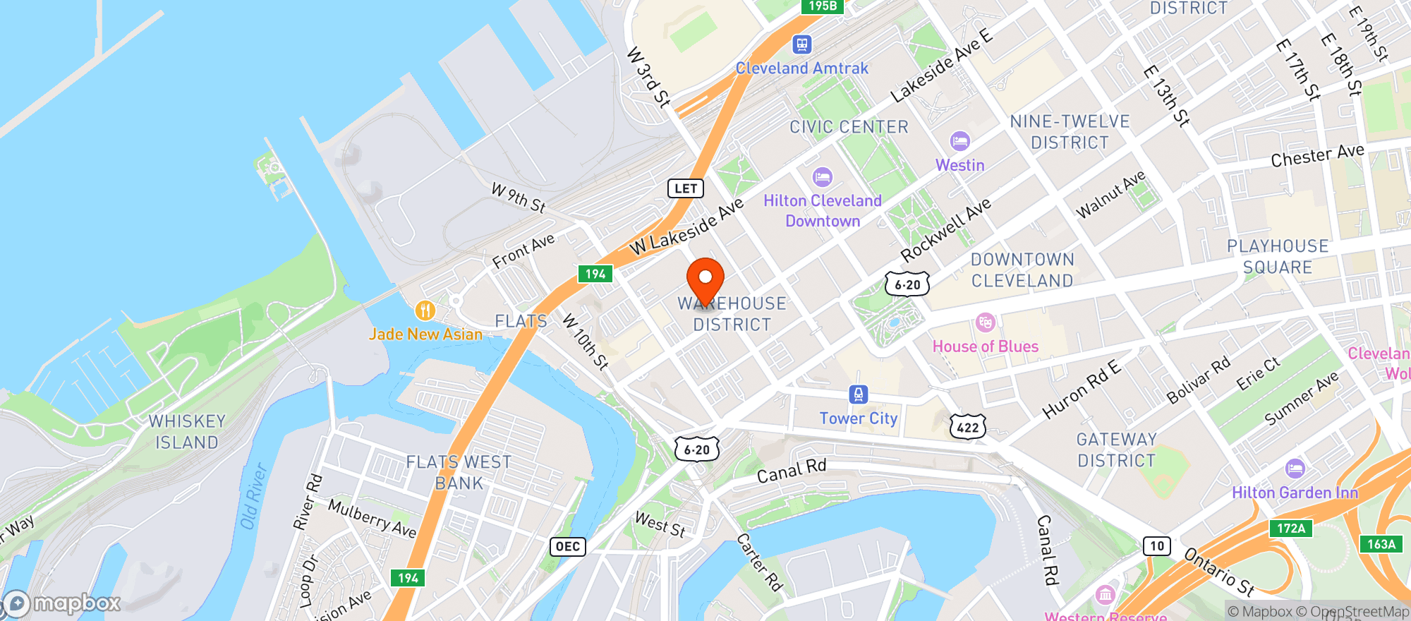 Map showing Blue Point Grille