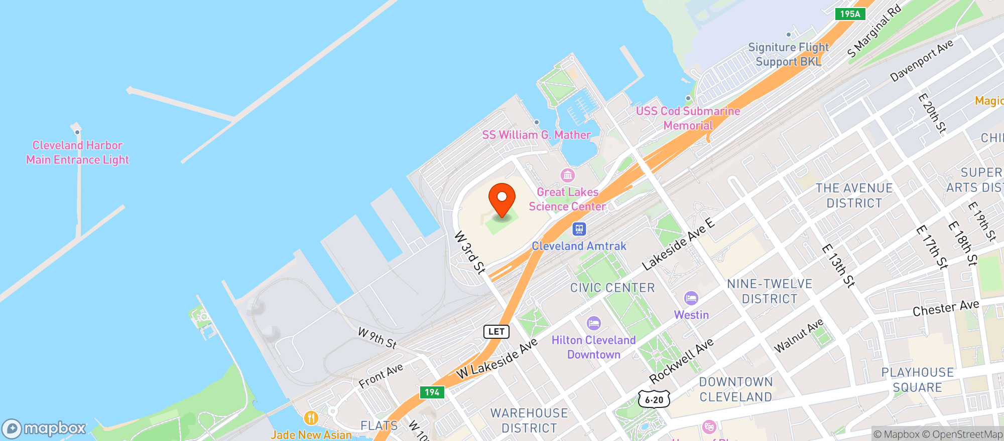 Map showing Huntington Bank Field