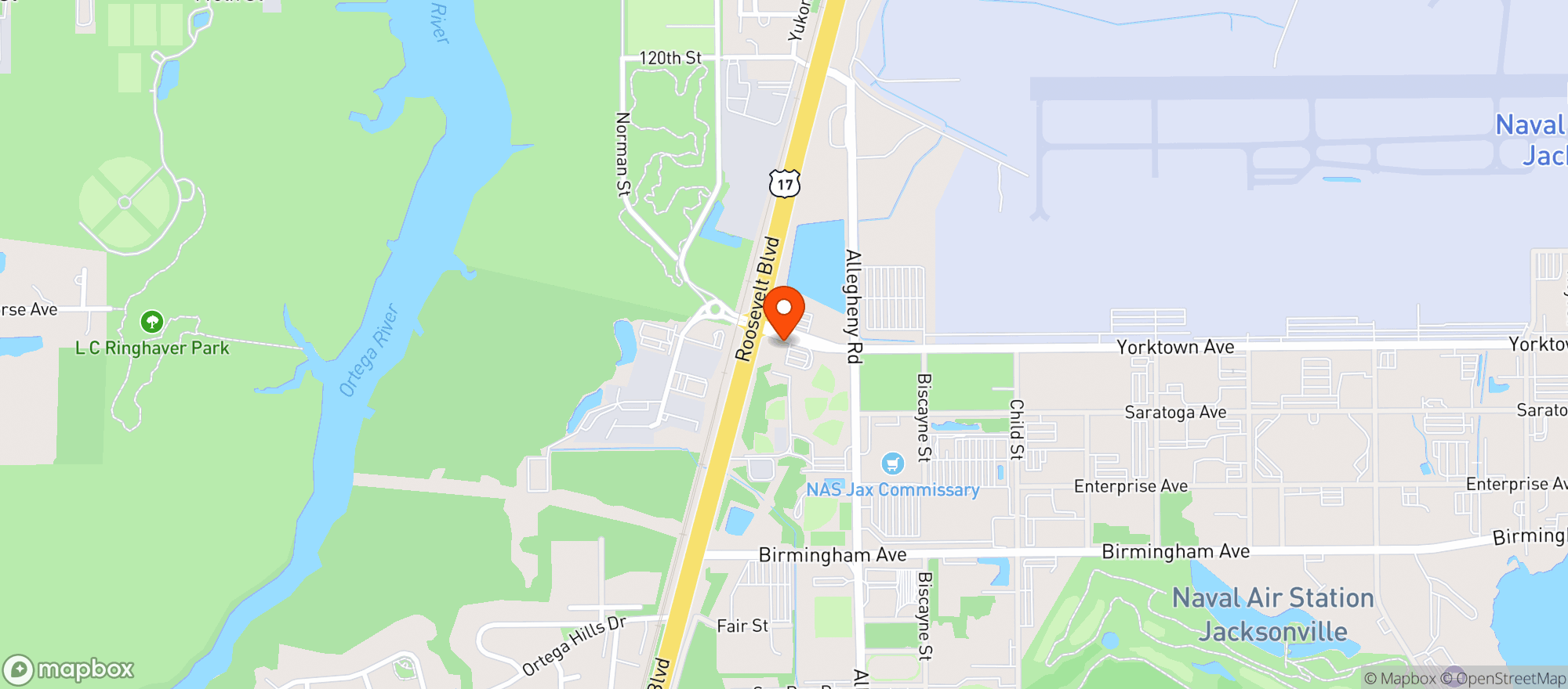 Map showing Jacksonville Nex Main Store