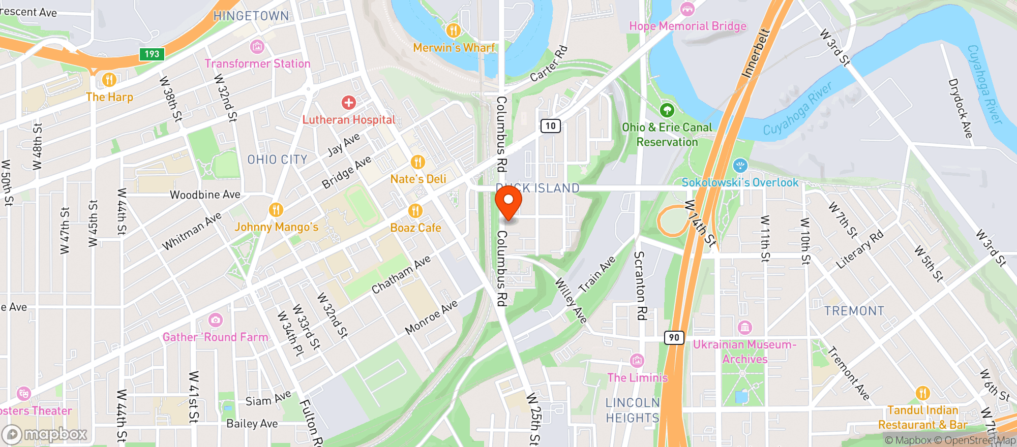 Map showing Forest City Brewery