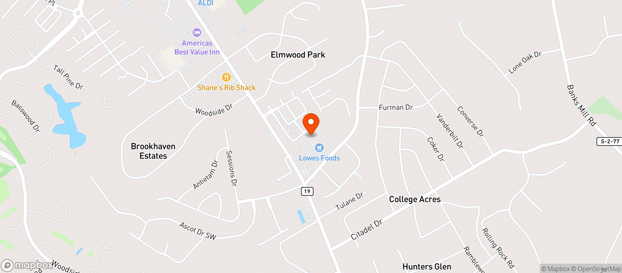 Map showing Laziza Mediterranean Grill
