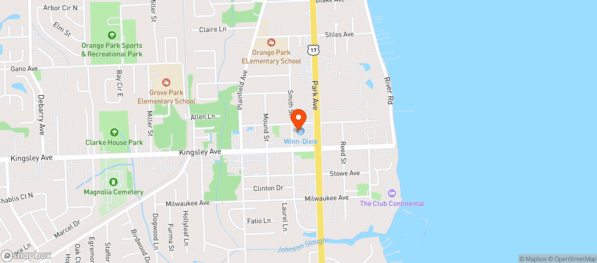 Map showing Winn Dixie