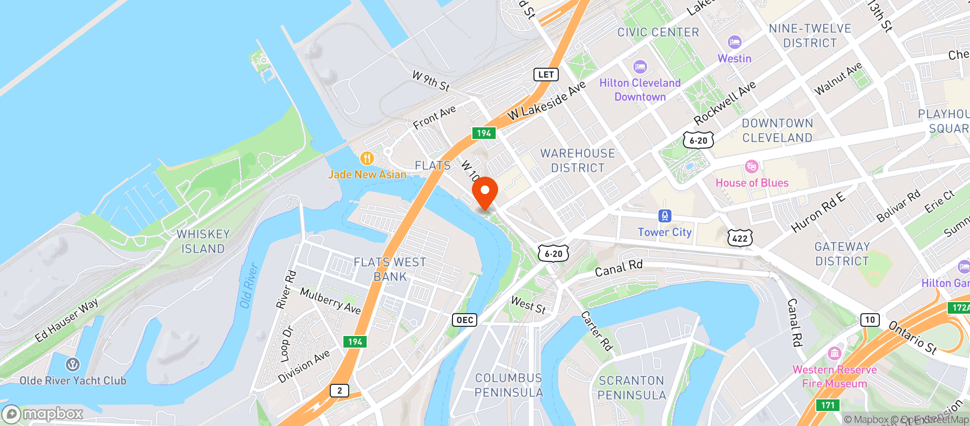 Map showing 1330 On The River