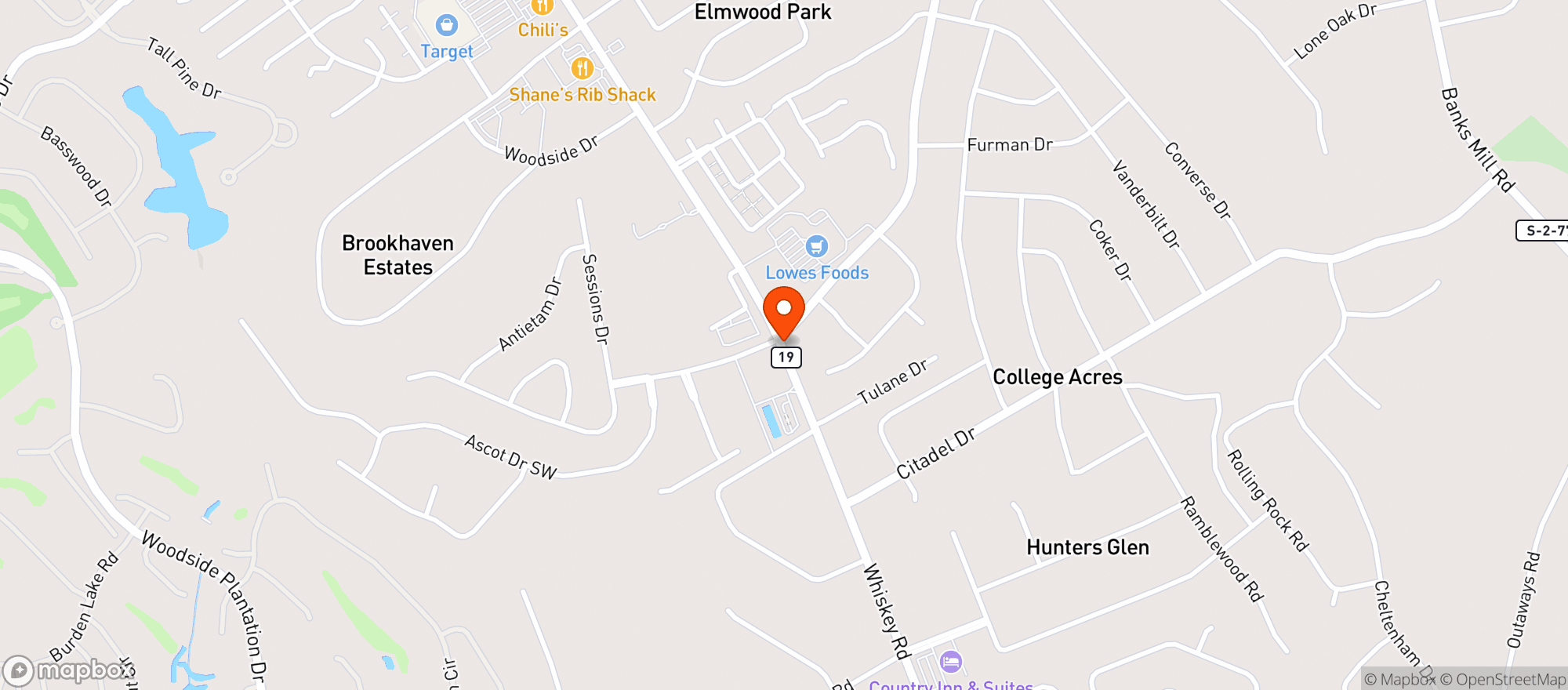 Map showing Lowes Foods