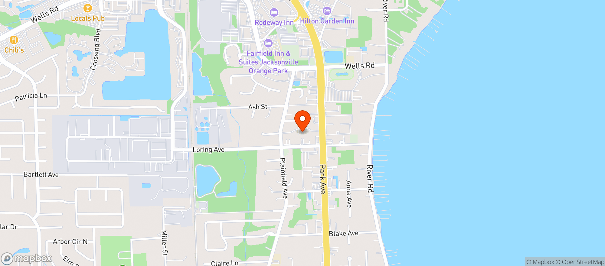 Map showing Park Avenue Billiards