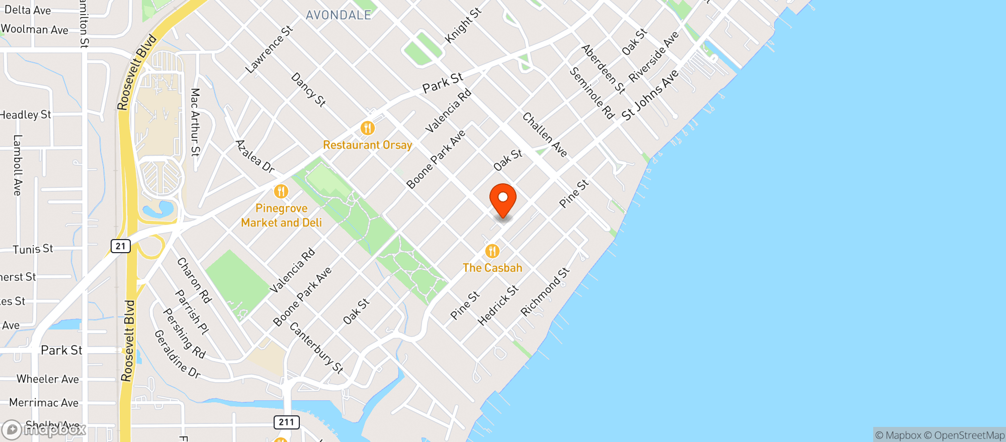 Map showing Brick Restaurant