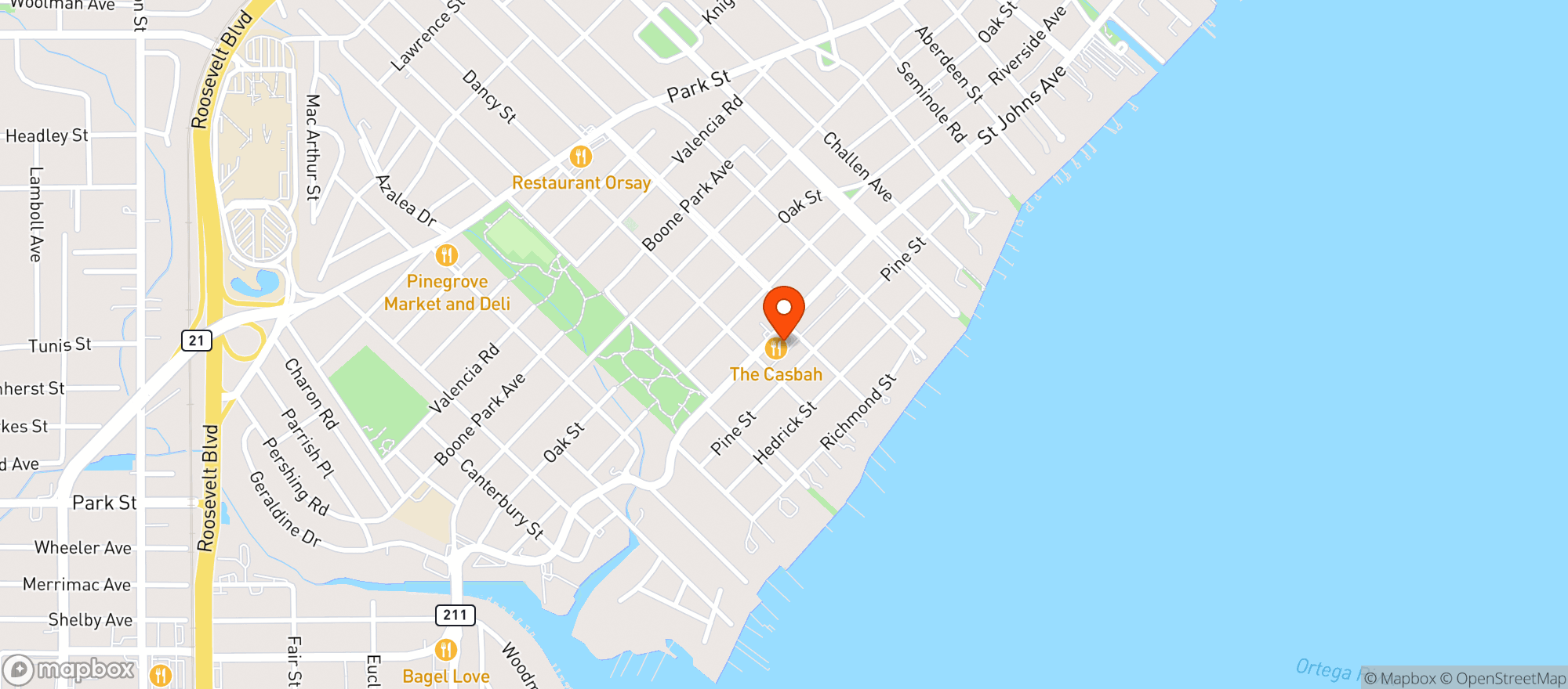 Map showing Casbah Cafe