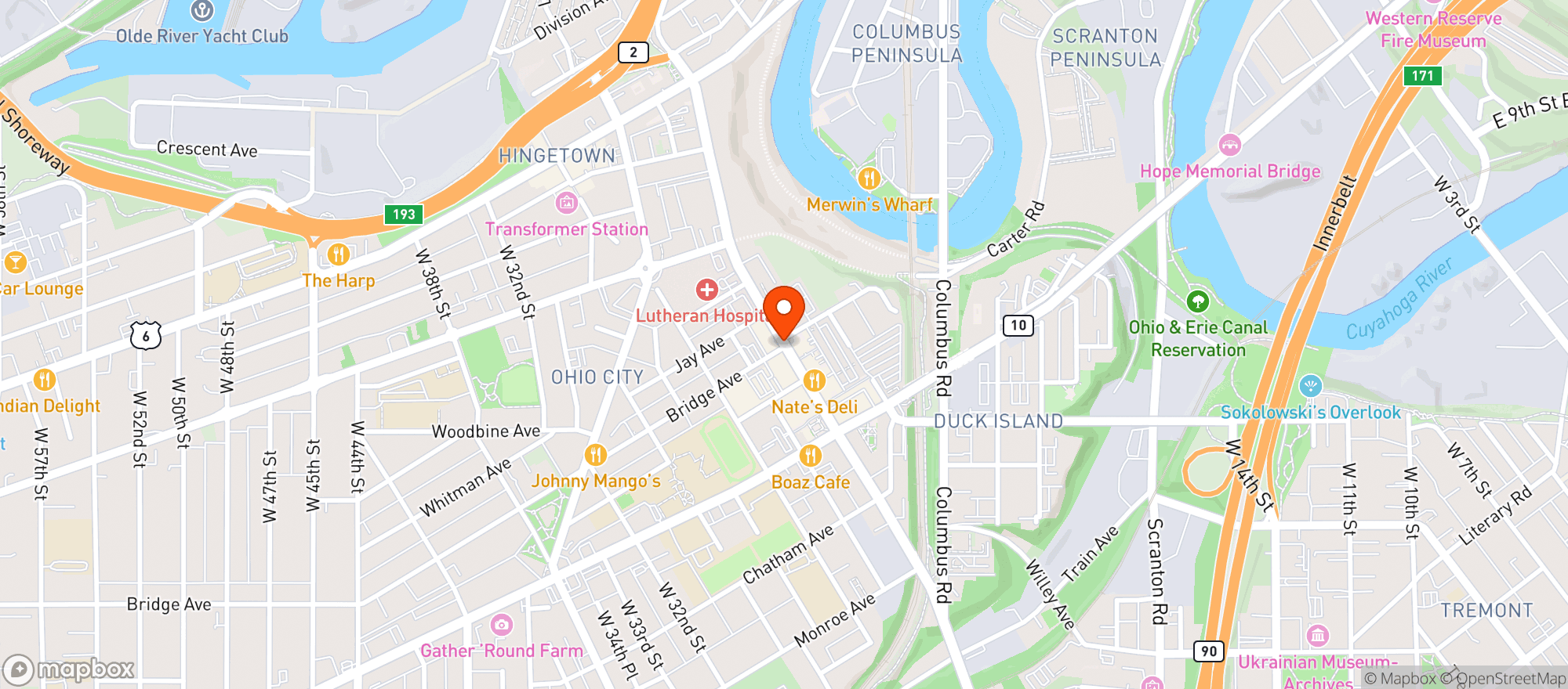 Map showing Old Angle Tavern