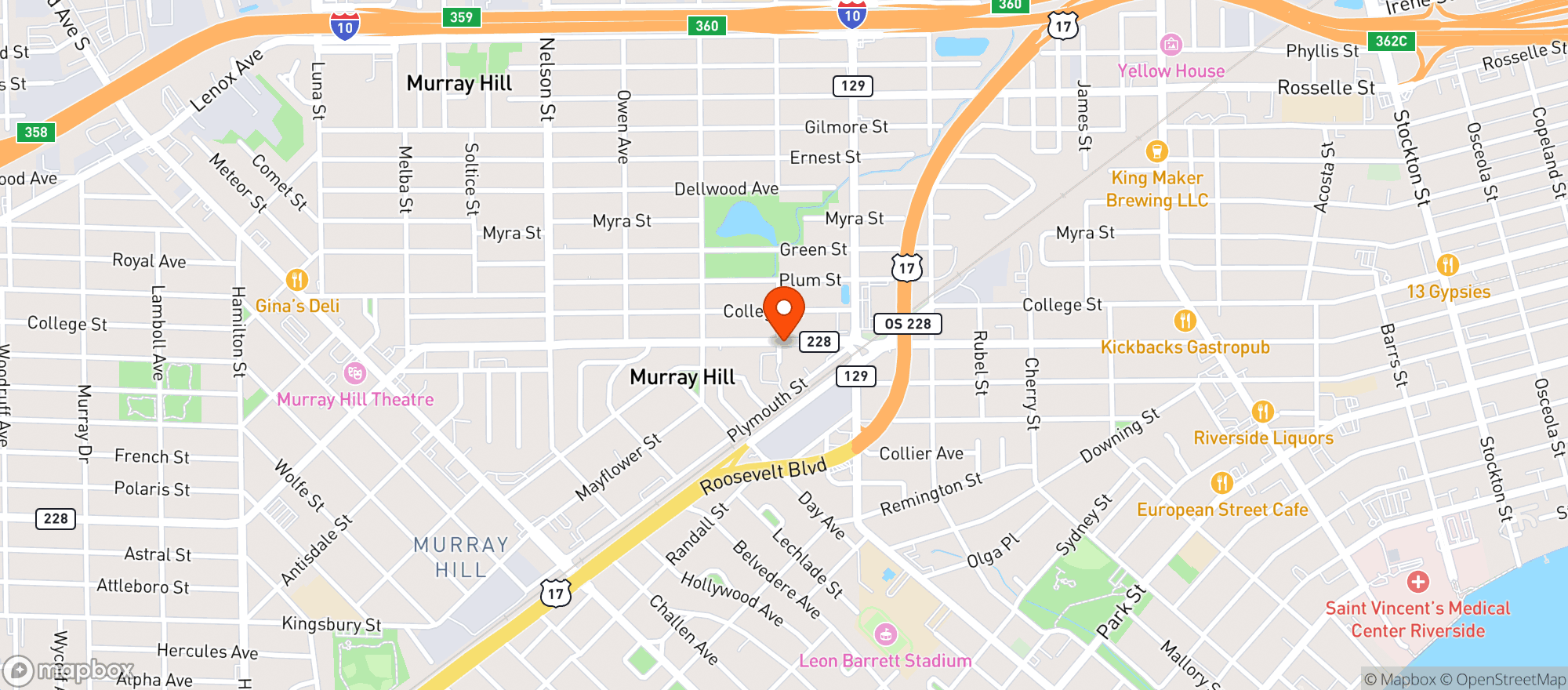 Map showing Blue Martini Liquors