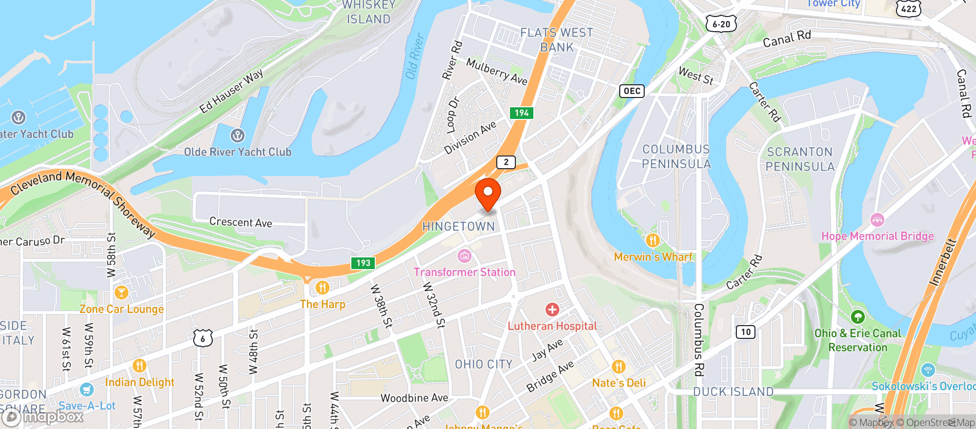 Map showing Cleveland Botanical