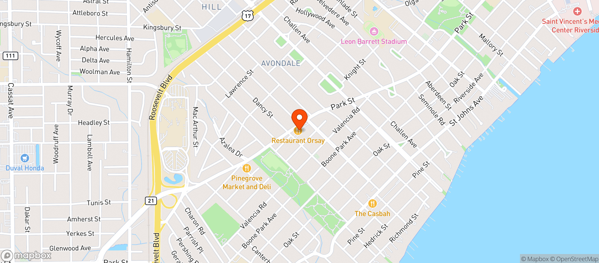 Map showing Restaurant Orsay