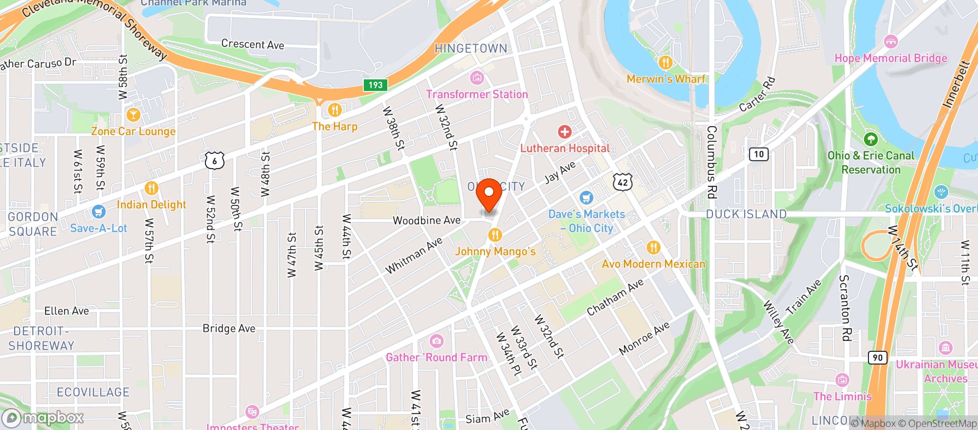 Map showing Ohio City Brew Stop