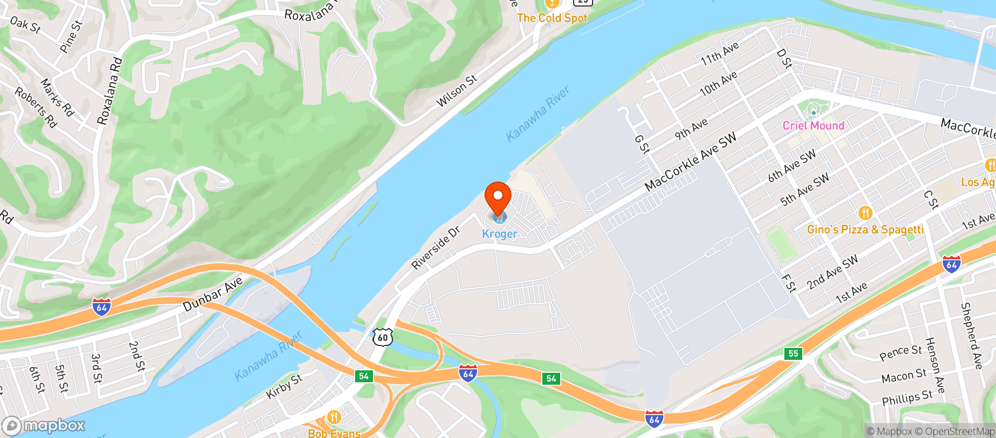 Map showing Kroger