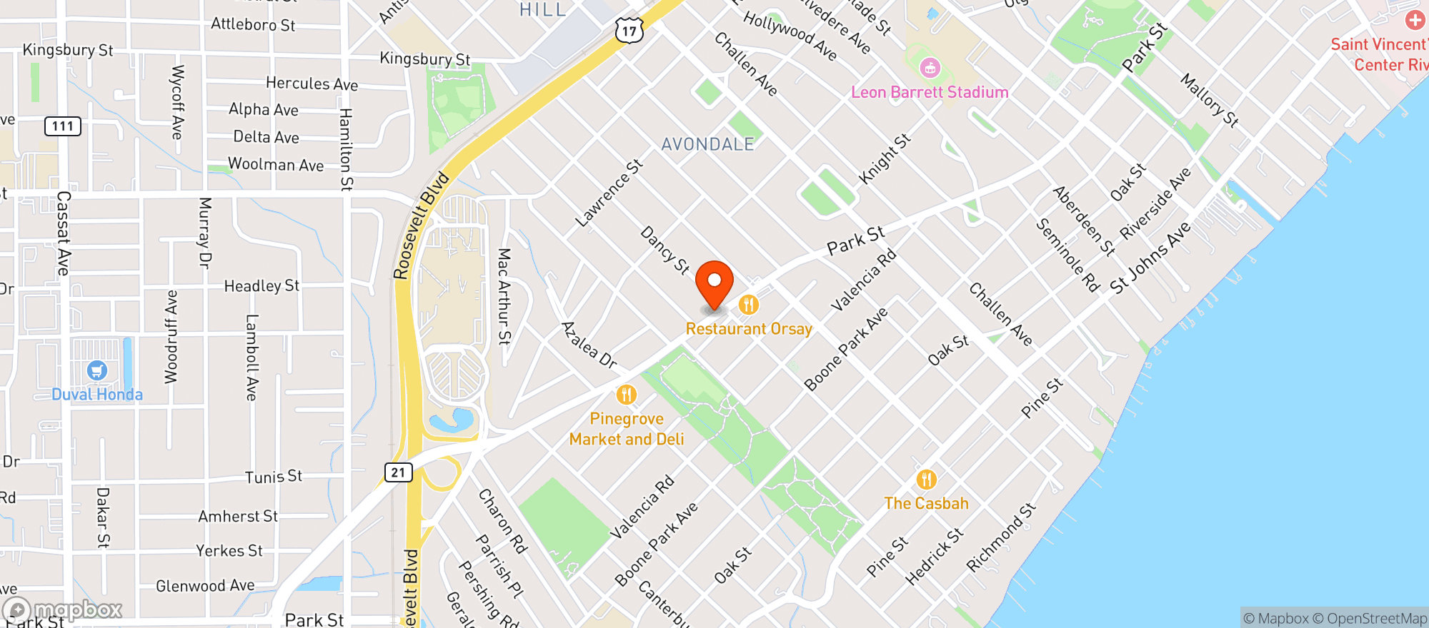 Map showing Avondale Superette