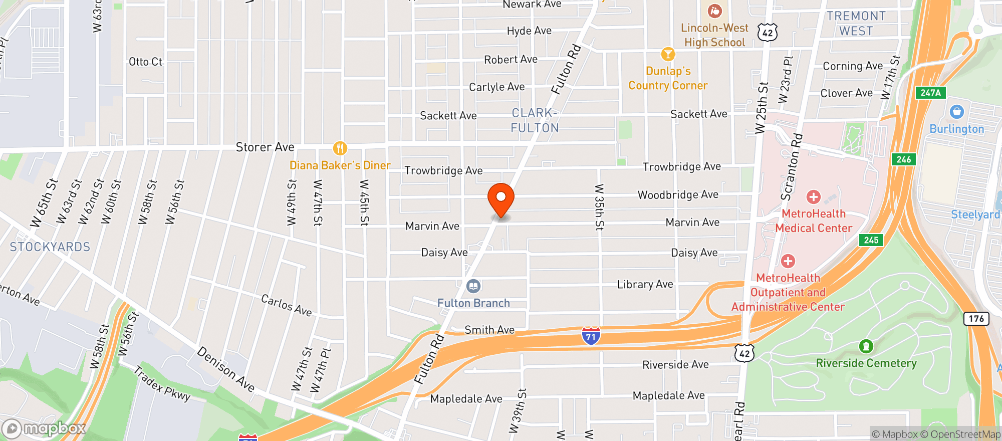 Map showing Bennys Sports Bar Llc