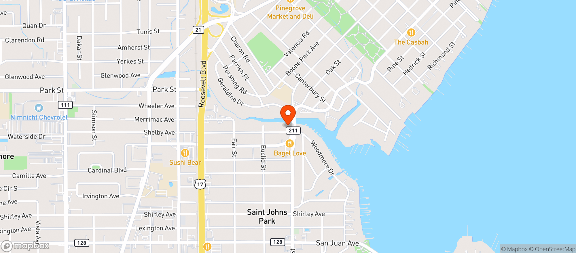 Map showing Harps American Pub & Grill