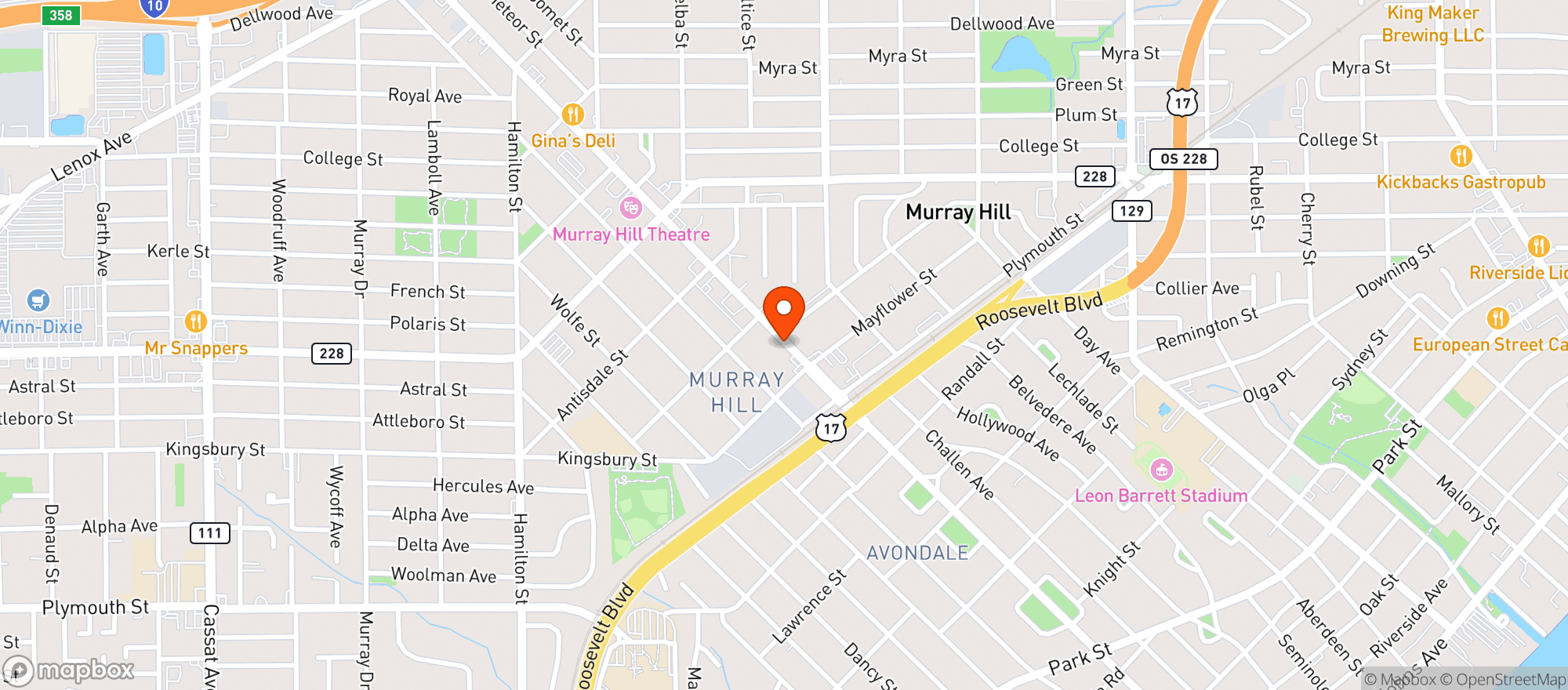 Map showing Mayflower Food Mart