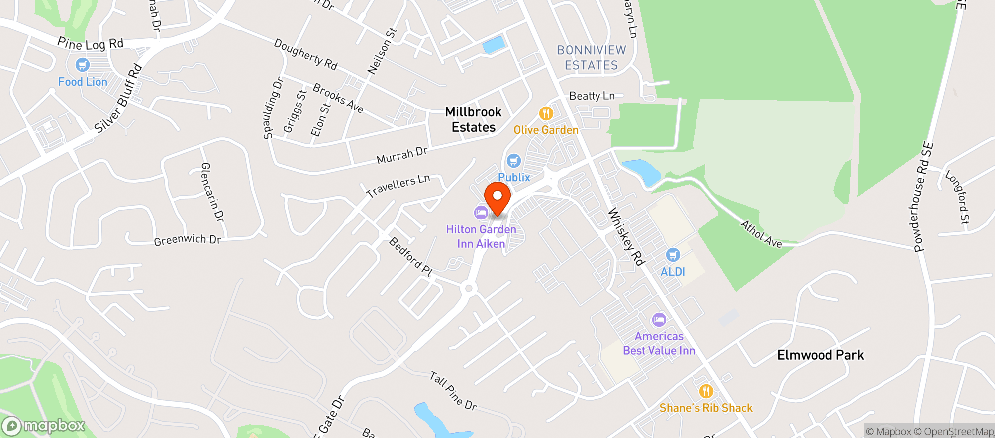 Map showing Hilton Garden Inn
