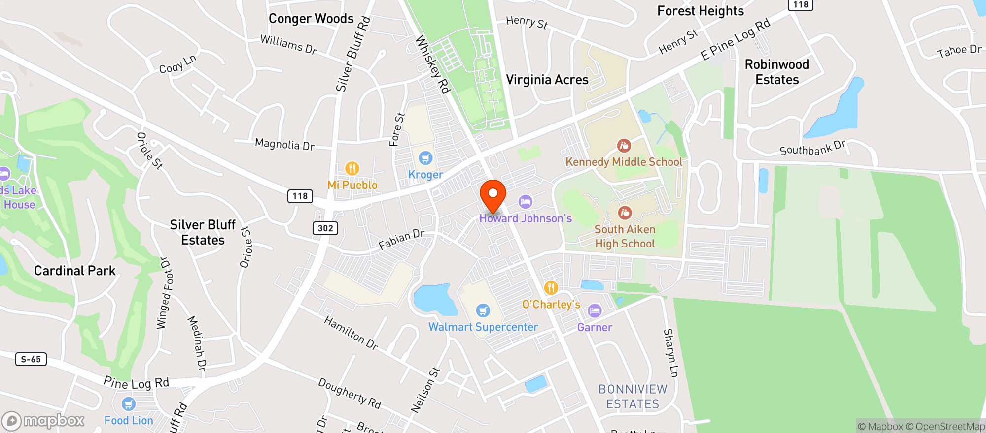 Map showing Aiken Hemp and Cbd Collective & Vapor Tek USA, LLC