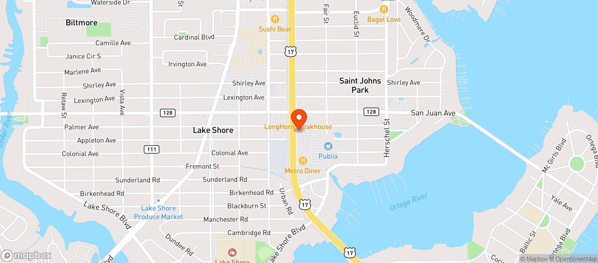 Map showing Publix Super Market