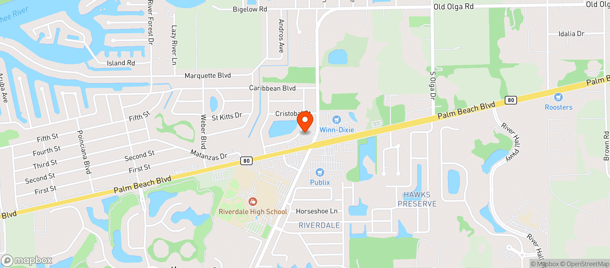 Map showing Circle K # 7694