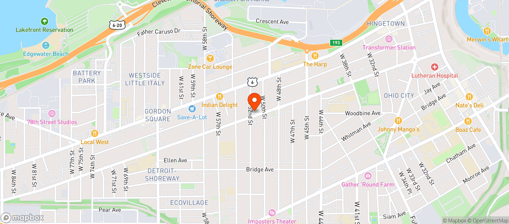 Map showing Ohio City Deli