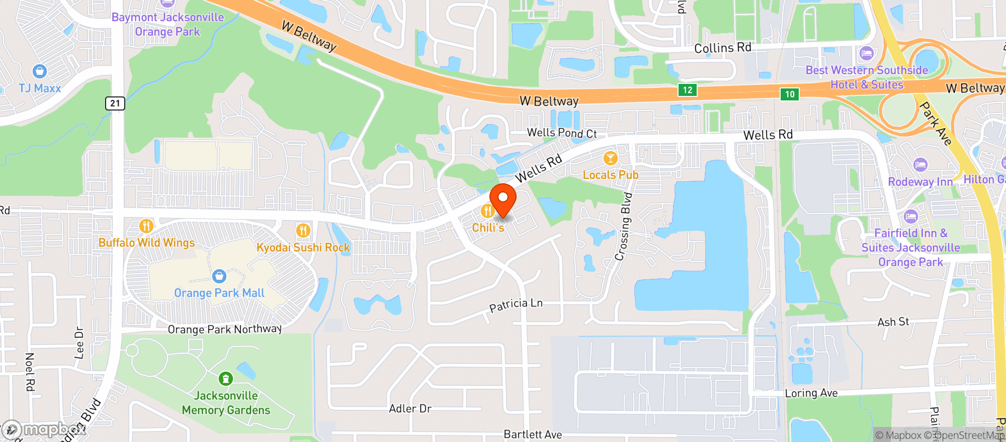 Map showing Wells Road Liquors