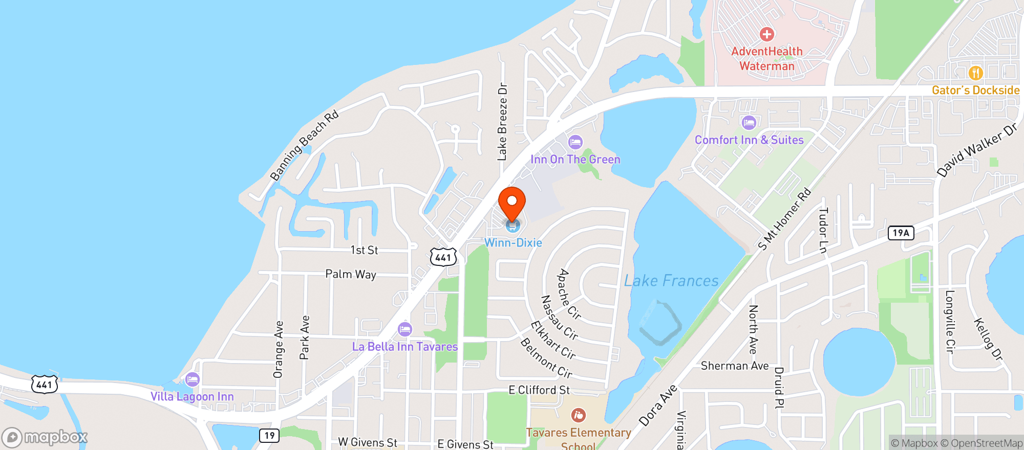 Map showing Winn Dixie Liquor Store #2363