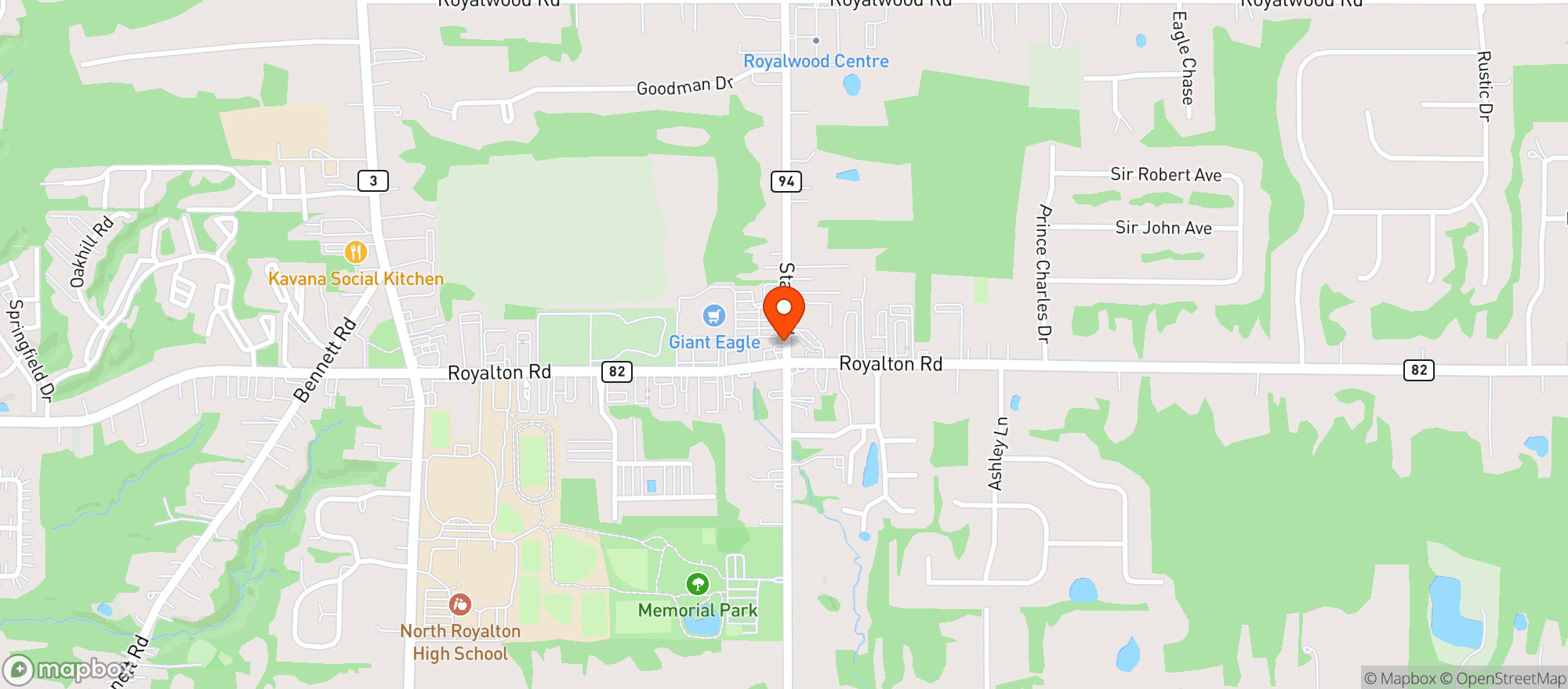 Map showing ONE STOP SUNOCO