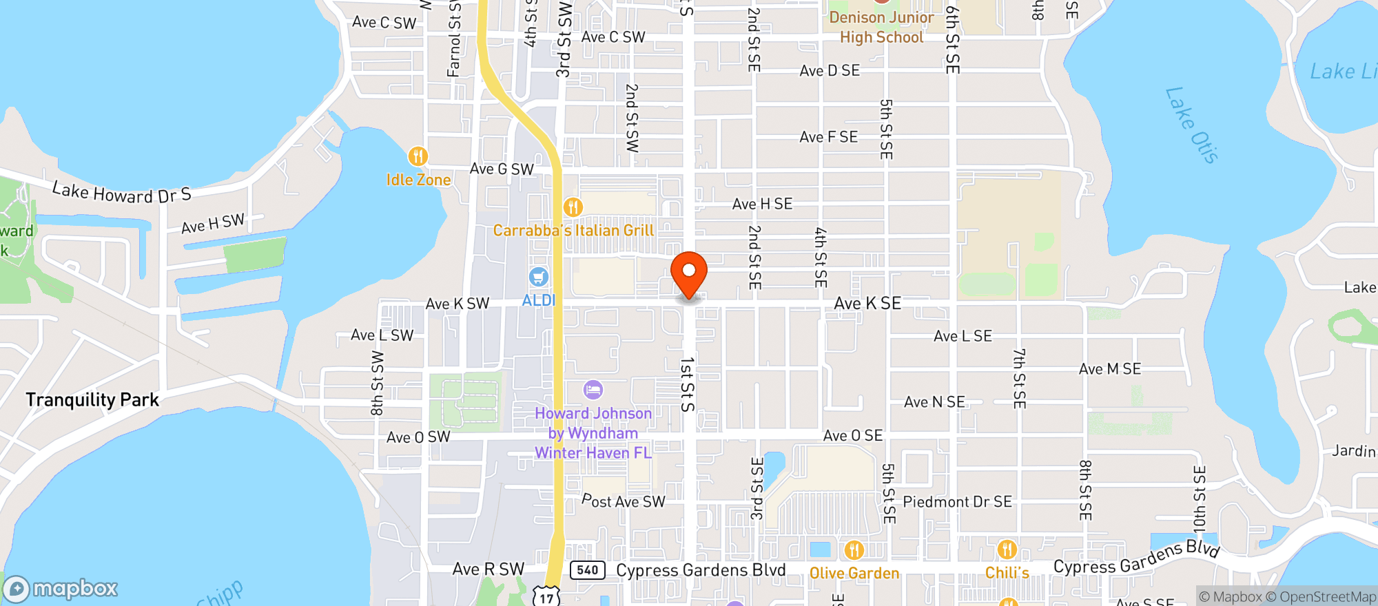 Map showing CIRCLE K (1000 1ST ST S)