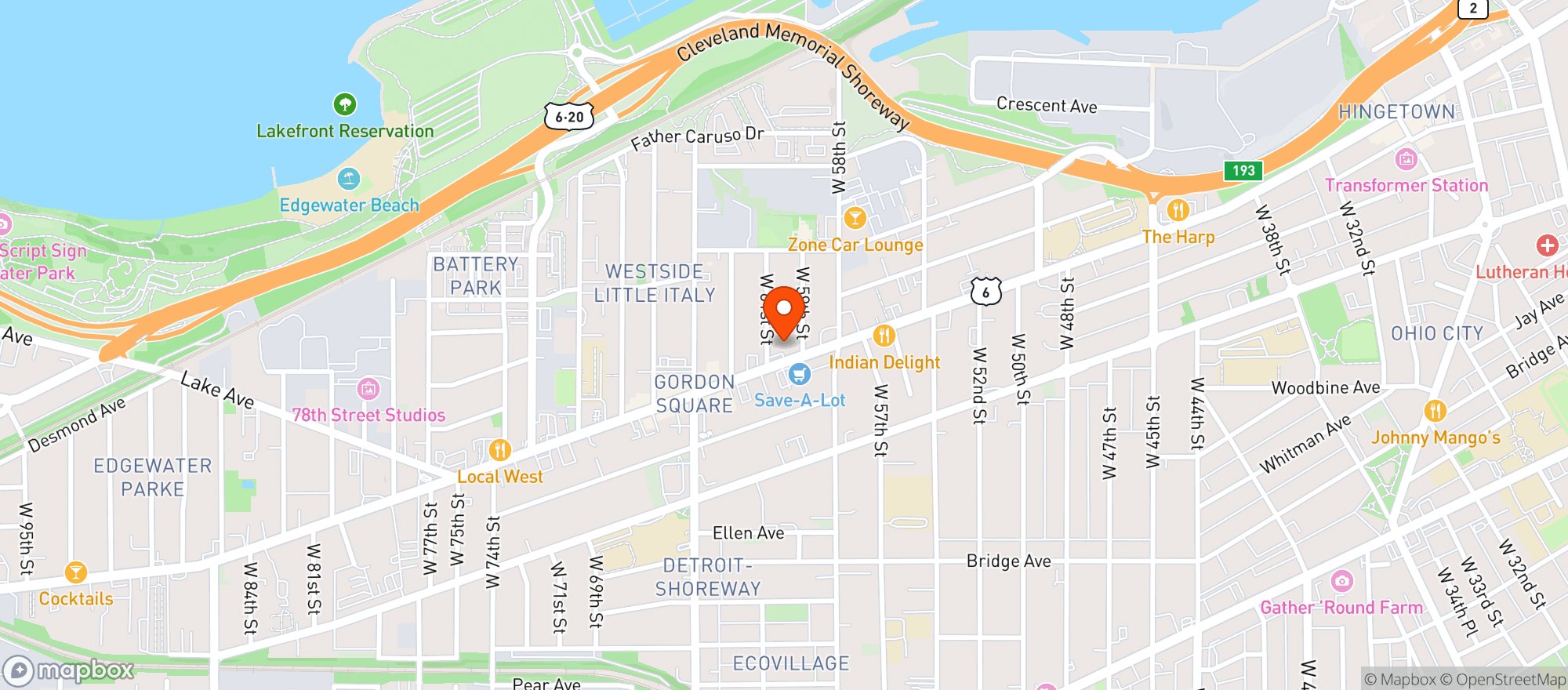 Map showing Shoreway Market