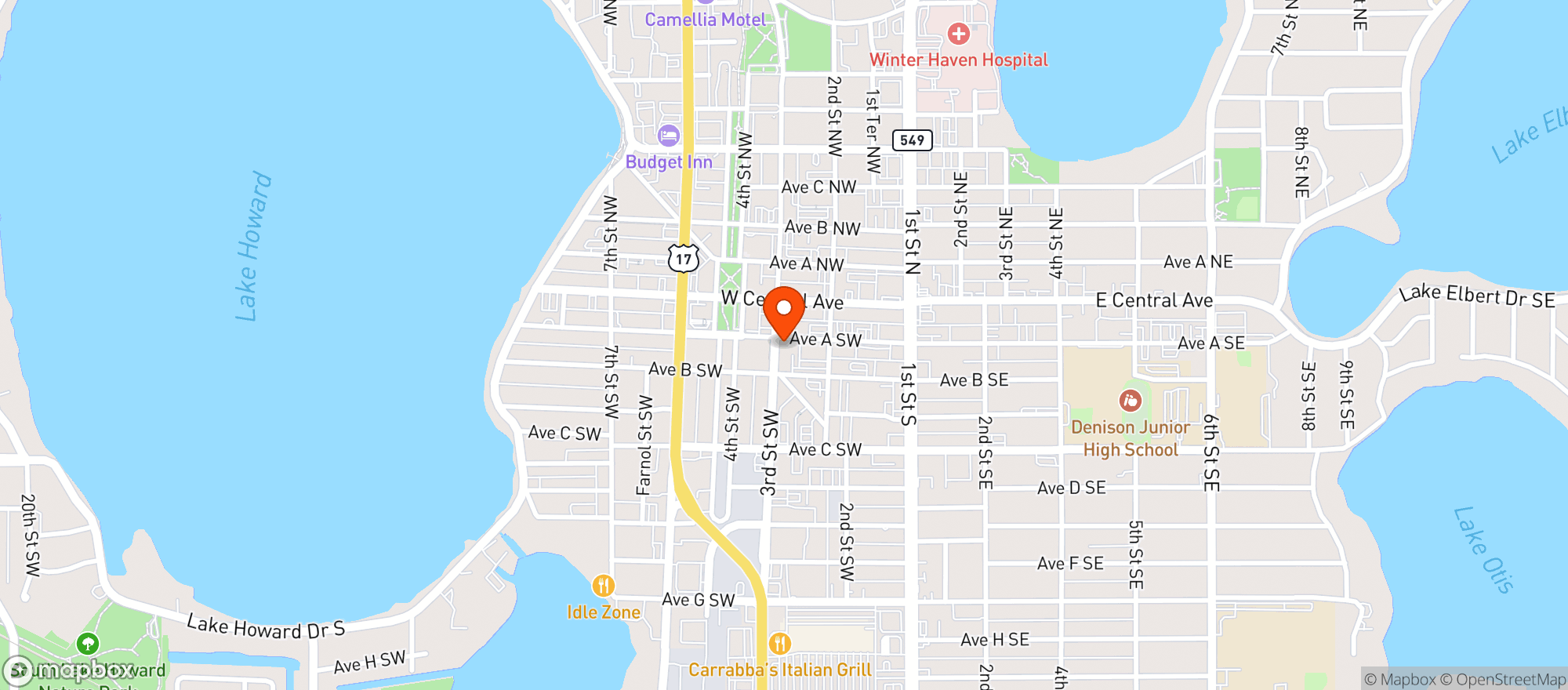 Map showing Jensens Corner Bar