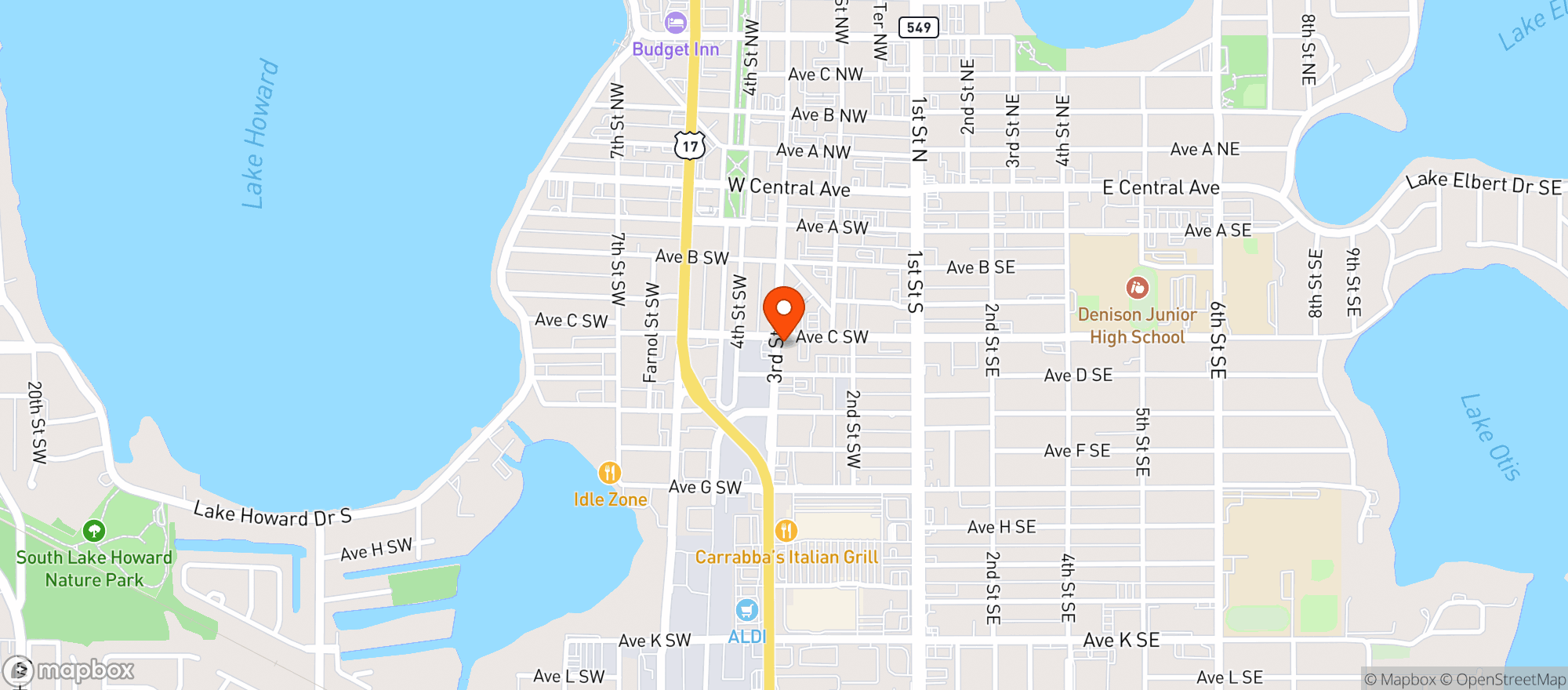Map showing Grove Roots Brewing Company