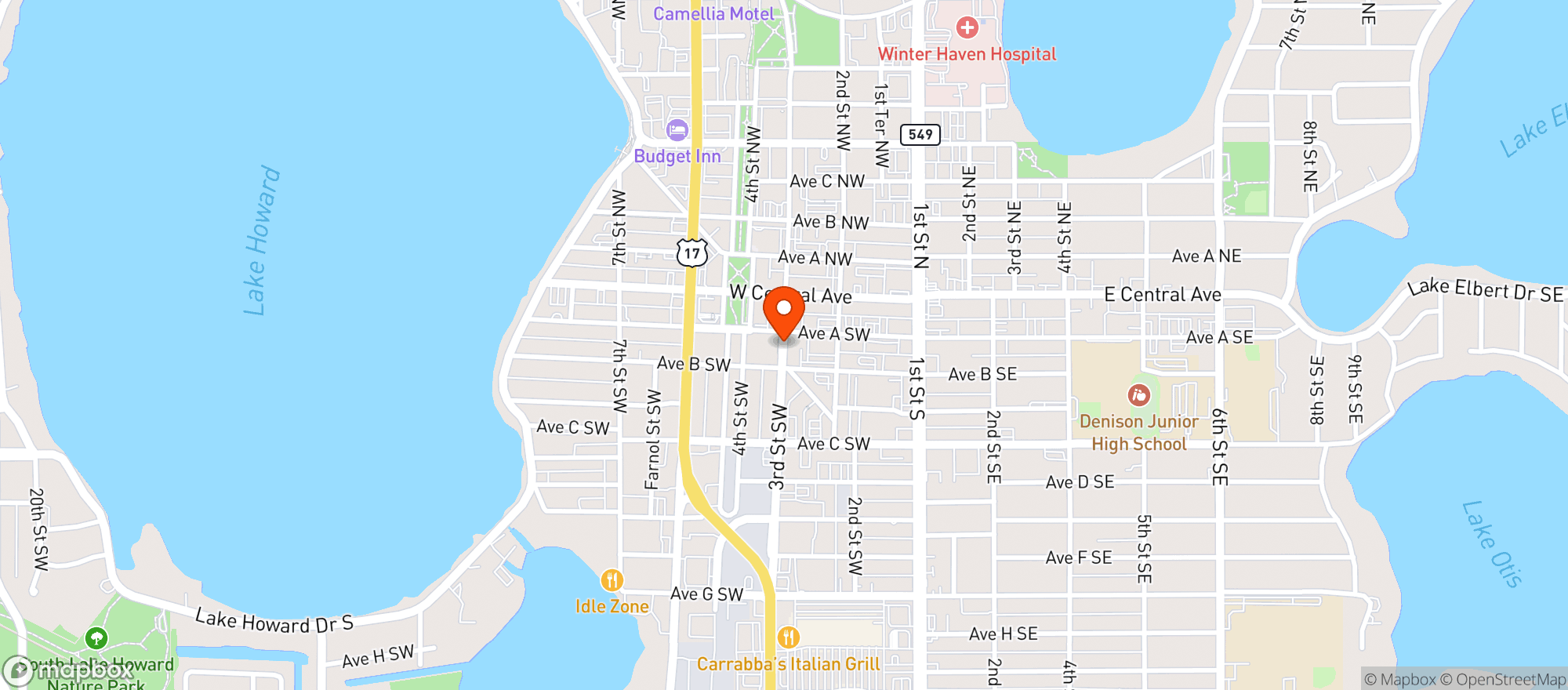 Map showing Jesses Tavern