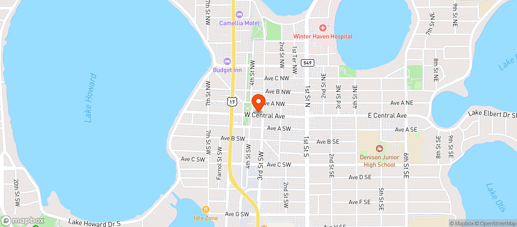 Map showing Aria Steakhouse