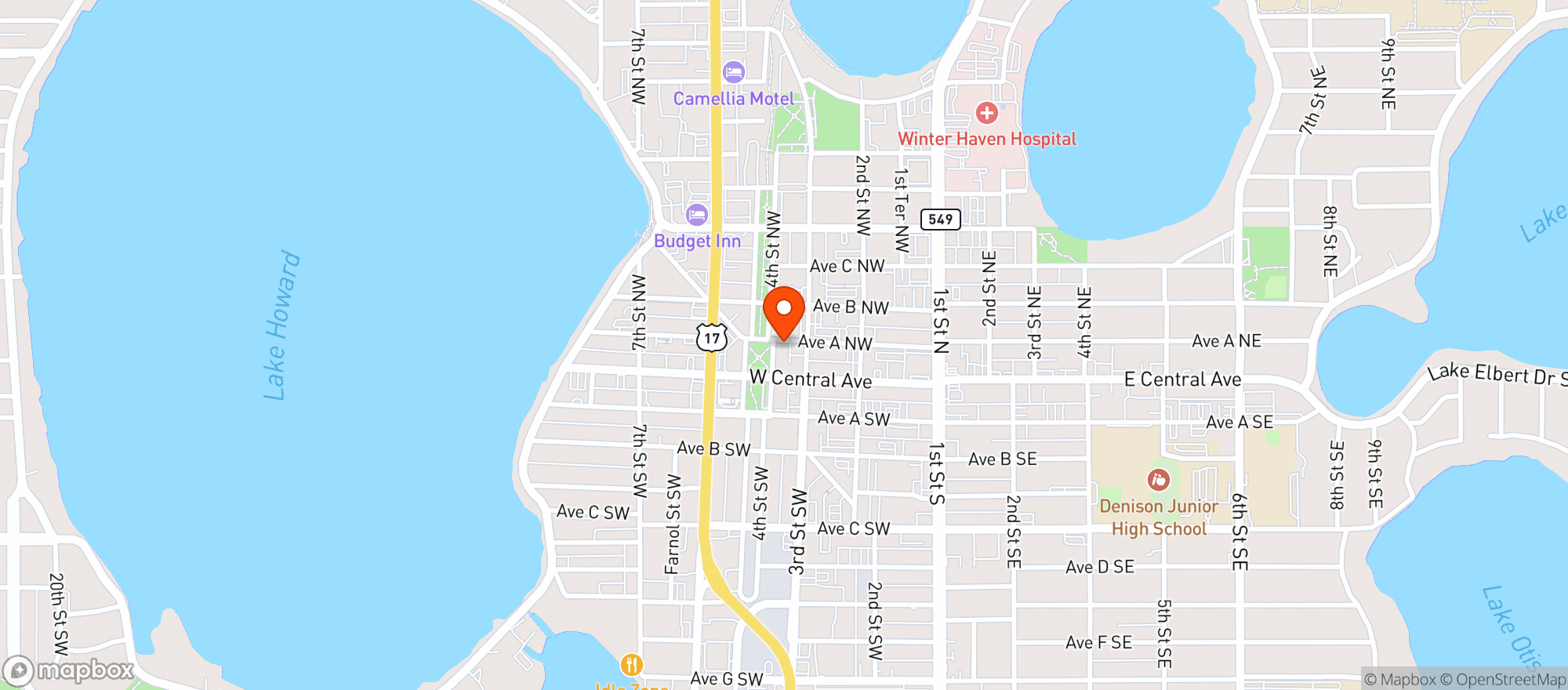 Map showing Hotshots Downtown Sports