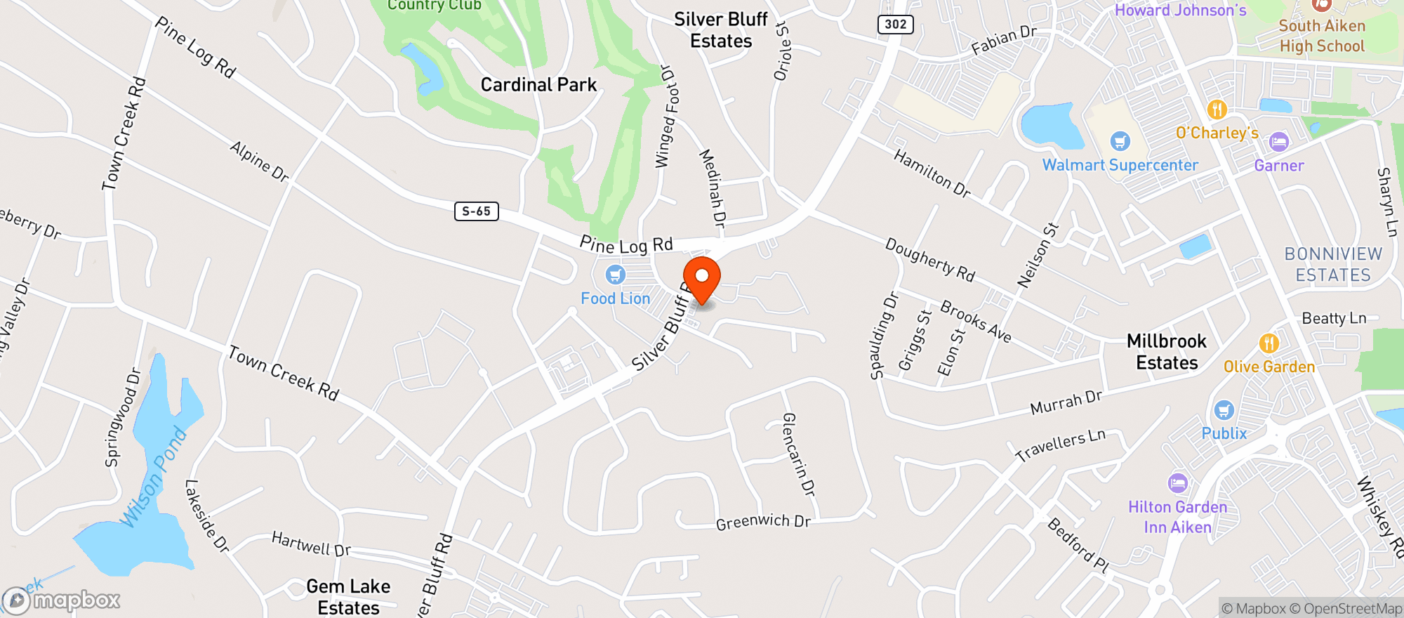 Map showing Three Way Food Mart