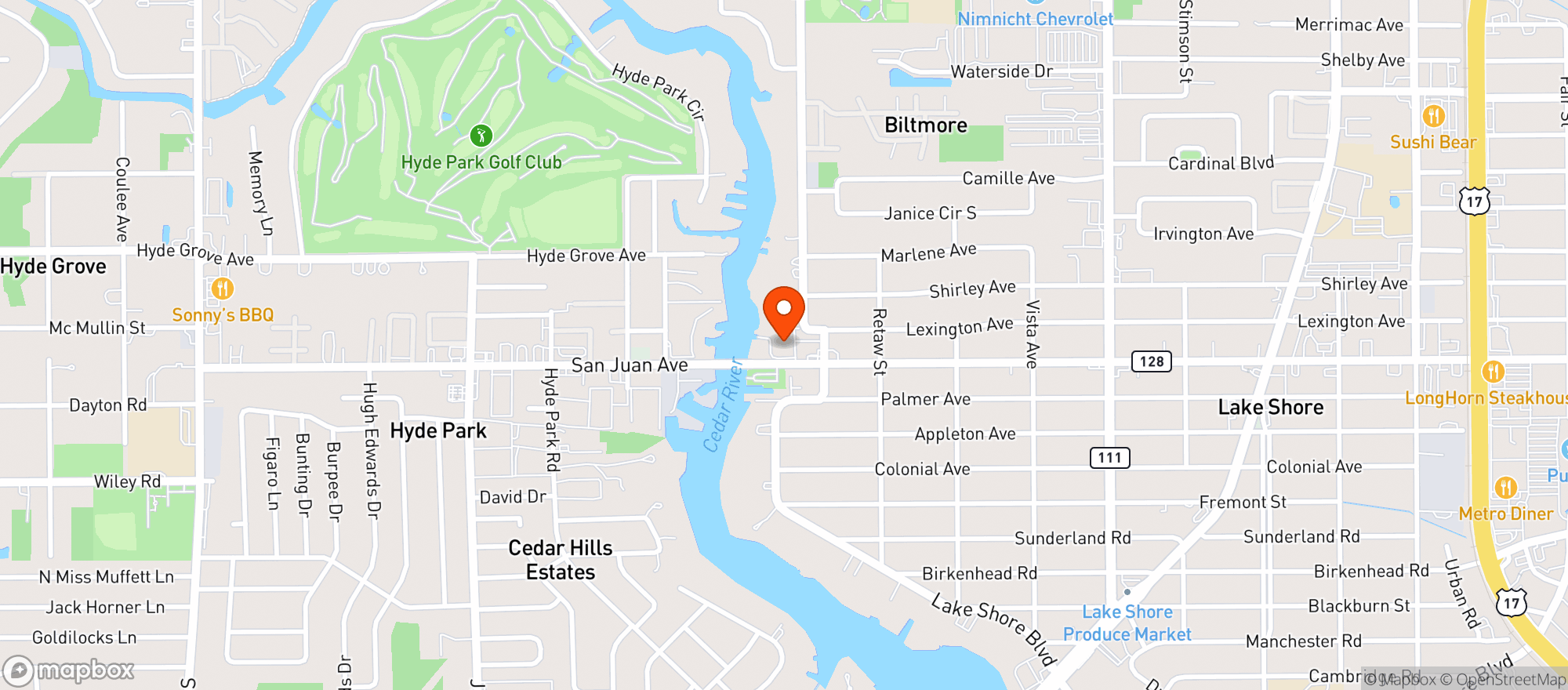 Map showing American Legion