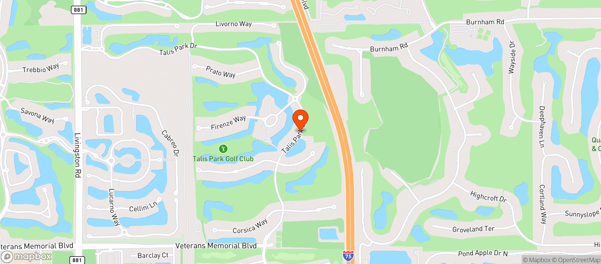 Map showing Talis Park Golf Club