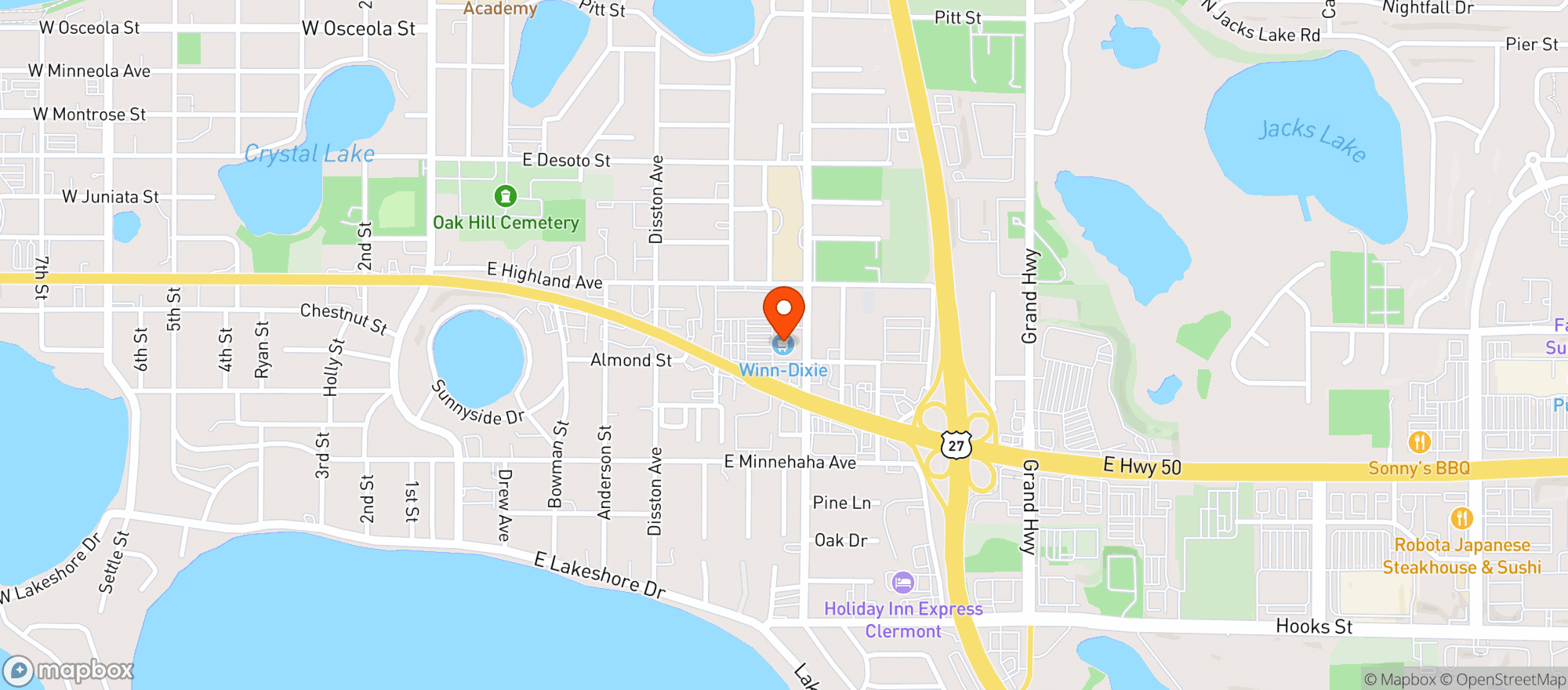 Map showing Winn Dixie - 2225