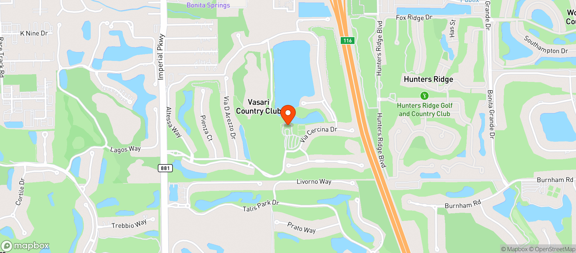 Map showing Vasari Country Club