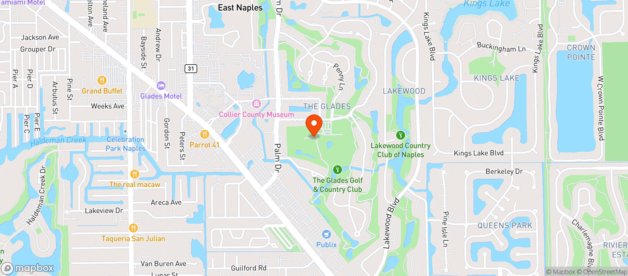 Map showing Glades Country Club Apts Assoc