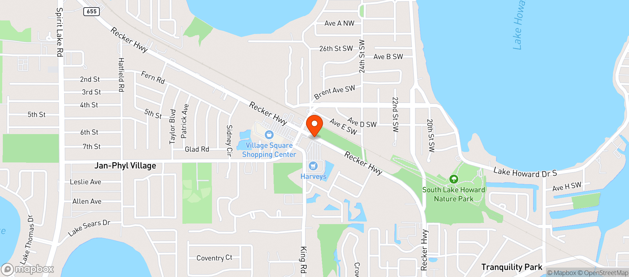 Map showing Harveys Supermarket