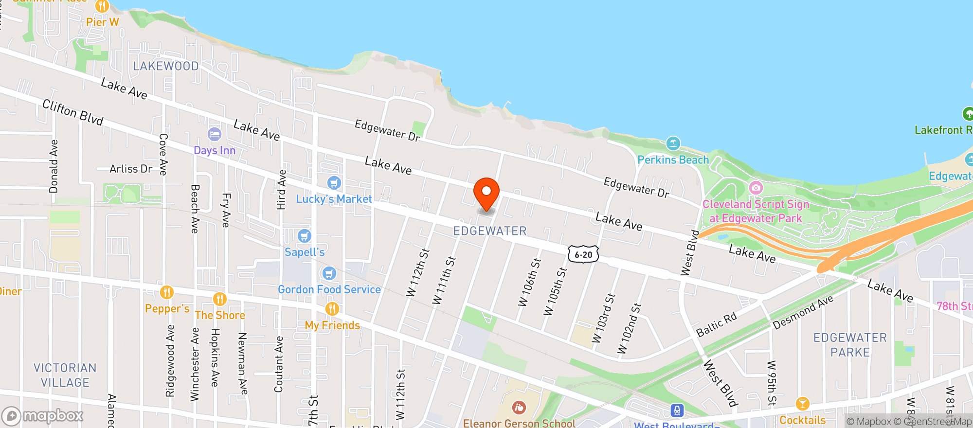 Map showing Clifton Mini Mart - Cleve