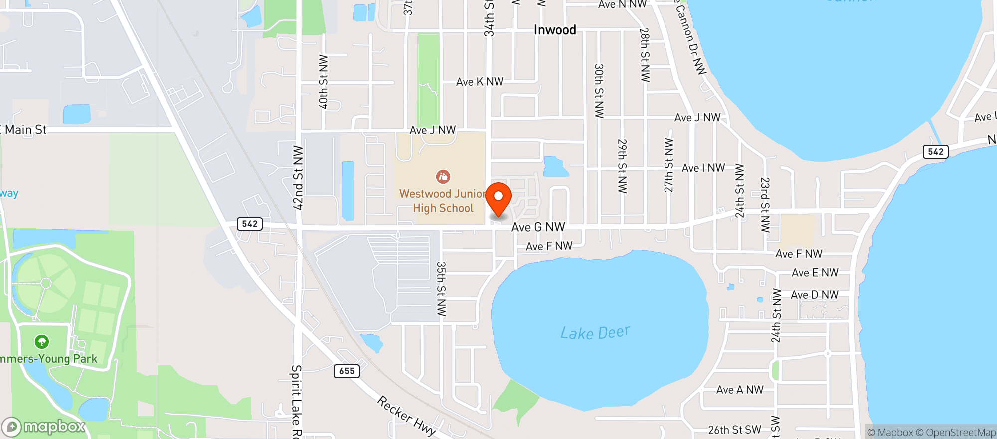 Map showing Inwood Discount Beverage