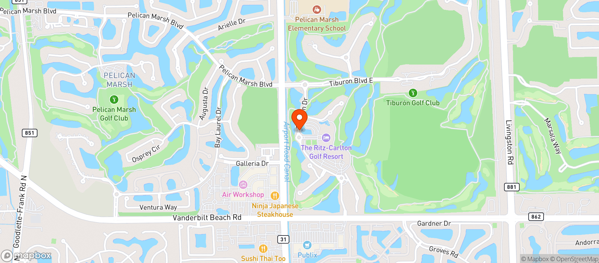 Map showing Tiburon Golf Club