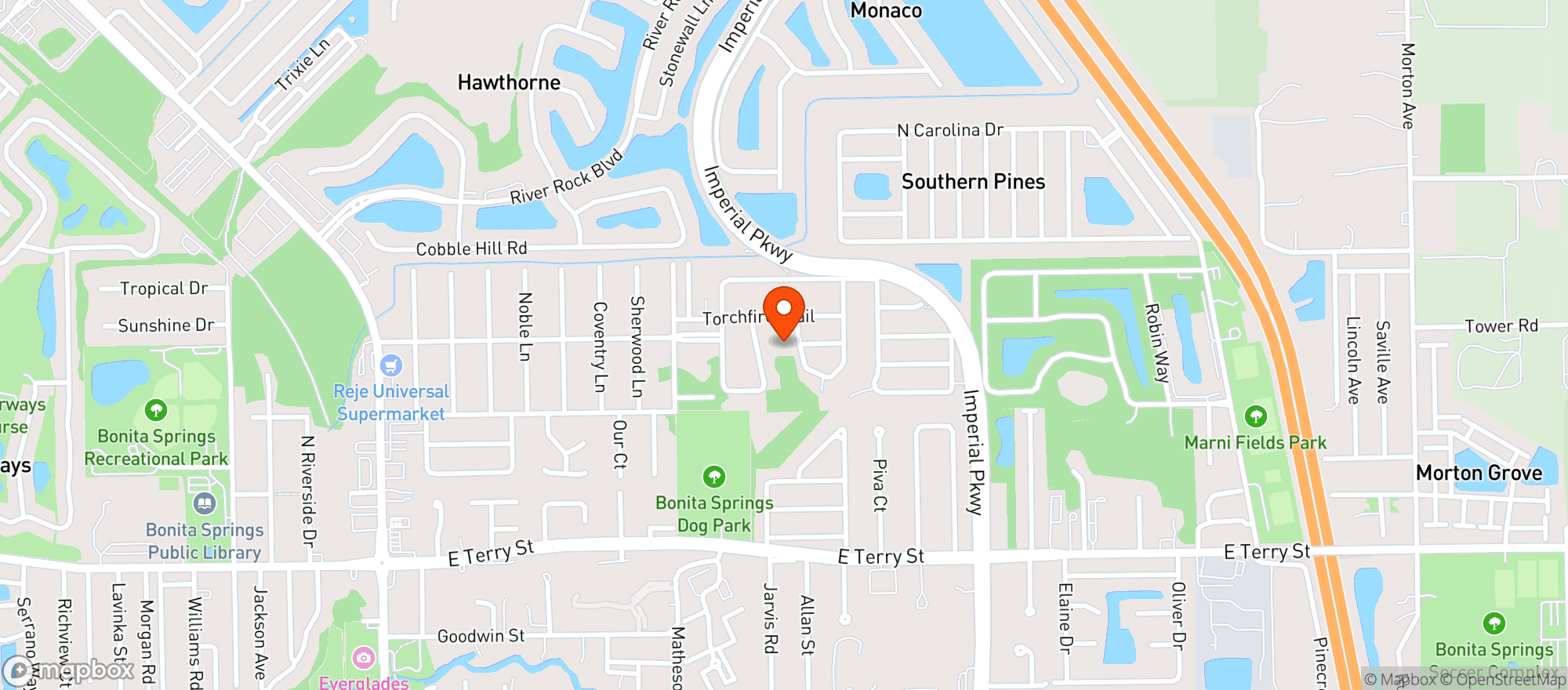 Map showing Habaneros Mexican Grill