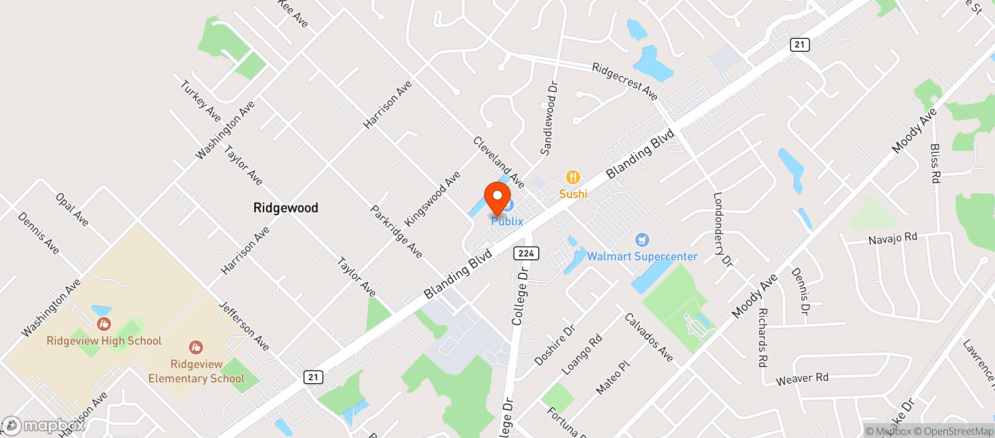 Map showing Publix Super Market