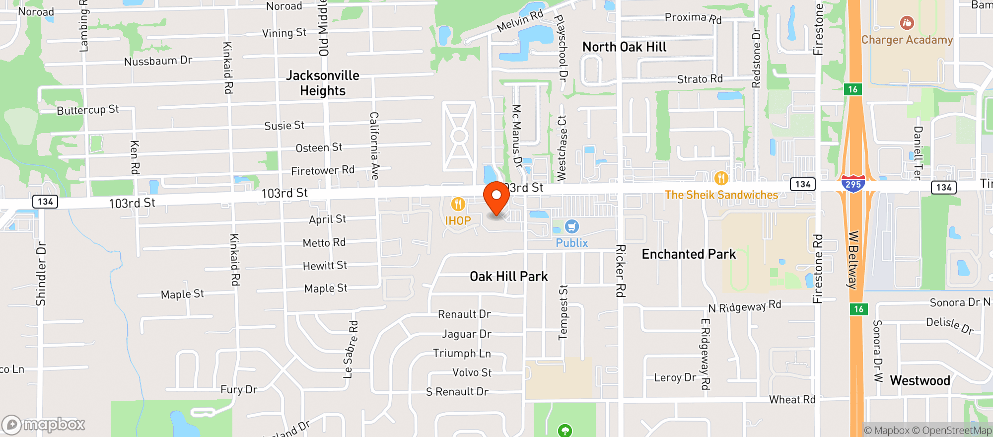 Map showing Shores Liquor & Lounge At 103rd